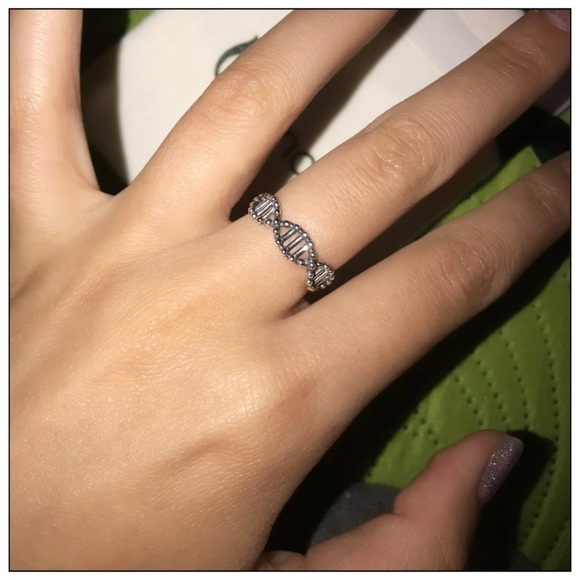 New Solid Sterling Silver Adjustable 12 Strand DNA Helix Ring - Picture 4 of 5